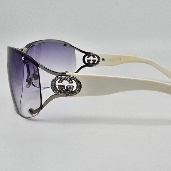 Gucci GG2807/S 6LB29 White Silver Rhinestone Frame Purple Gradient Sunglasses - Picture 4 of 13